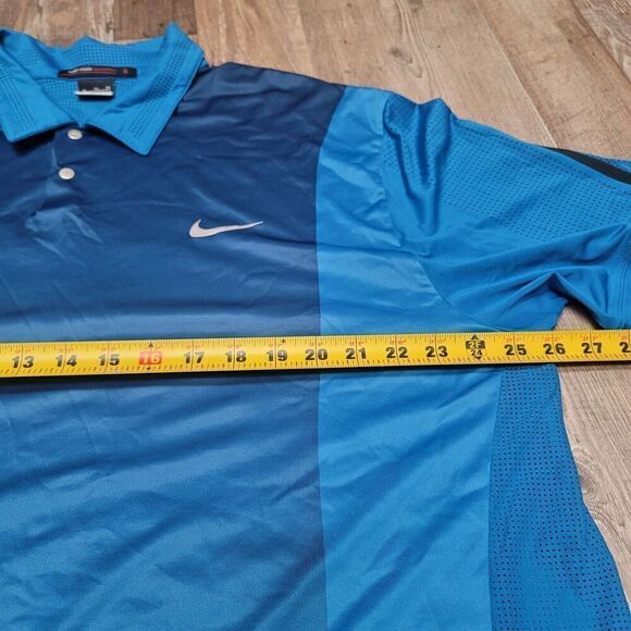 Nike Tiger Woods Collection Golf Polo Shirt Mens XL Blue TW DriFit Mesh Venting - Picture 7 of 10